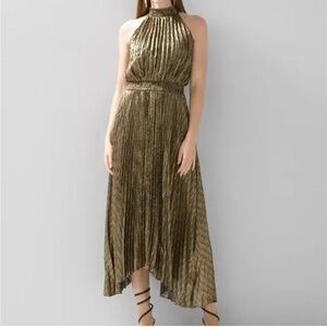 White House Black Market Gold High Low Dress